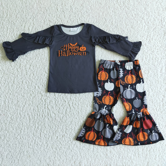 9.15 GLP0178 Baby Girls Winter Outfits Baby Girls Happy Halloween bell bottom pants clothes sets