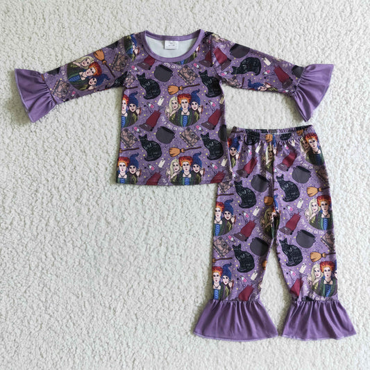 9.27 GLP0191 RTS No Moq Promotion Baby Girls Winter Outfits Baby girls Halloween witch ruffle pajamas pants clothes