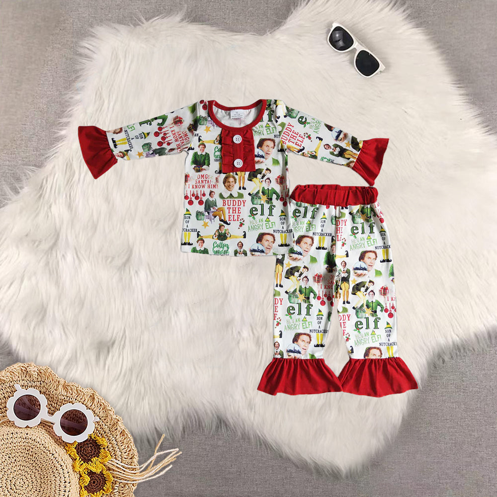 8.21 RTS Sibling Baby Boys Girls Green hat naughty and nice kids boy Christmas pajamas