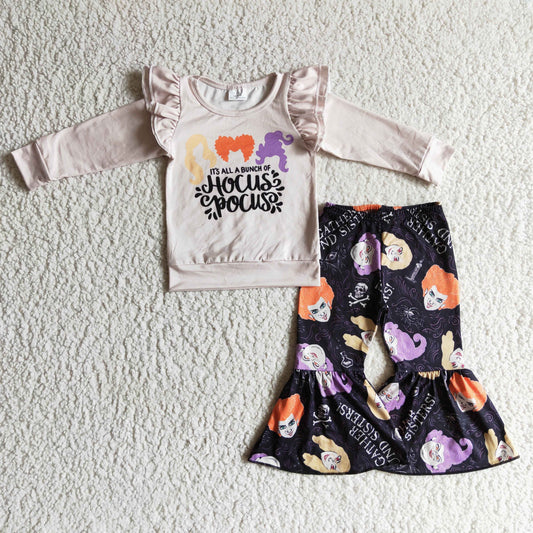 10.4 GLP0228 RTS No Moq Promotion Baby Girls Winter Outfits Baby girls Halloween witches bell pants clothes sets