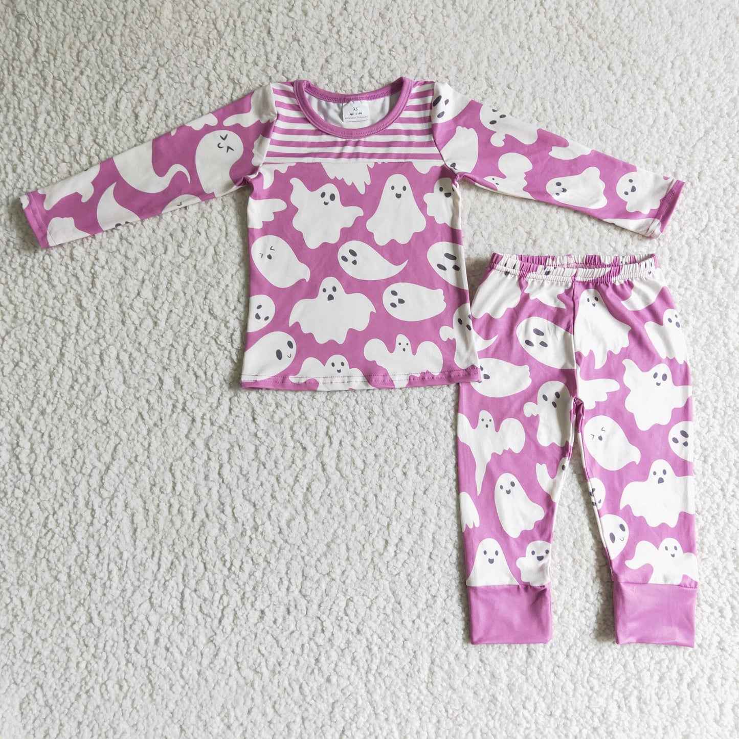10.4 GLP0229 RTS No Moq Promotion Baby Girls Winter Outfits Baby Girls Halloween pink ghost pajamas sets