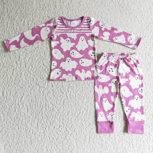 10.4 GLP0229 RTS No Moq Promotion Baby Girls Winter Outfits Baby Girls Halloween pink ghost pajamas sets