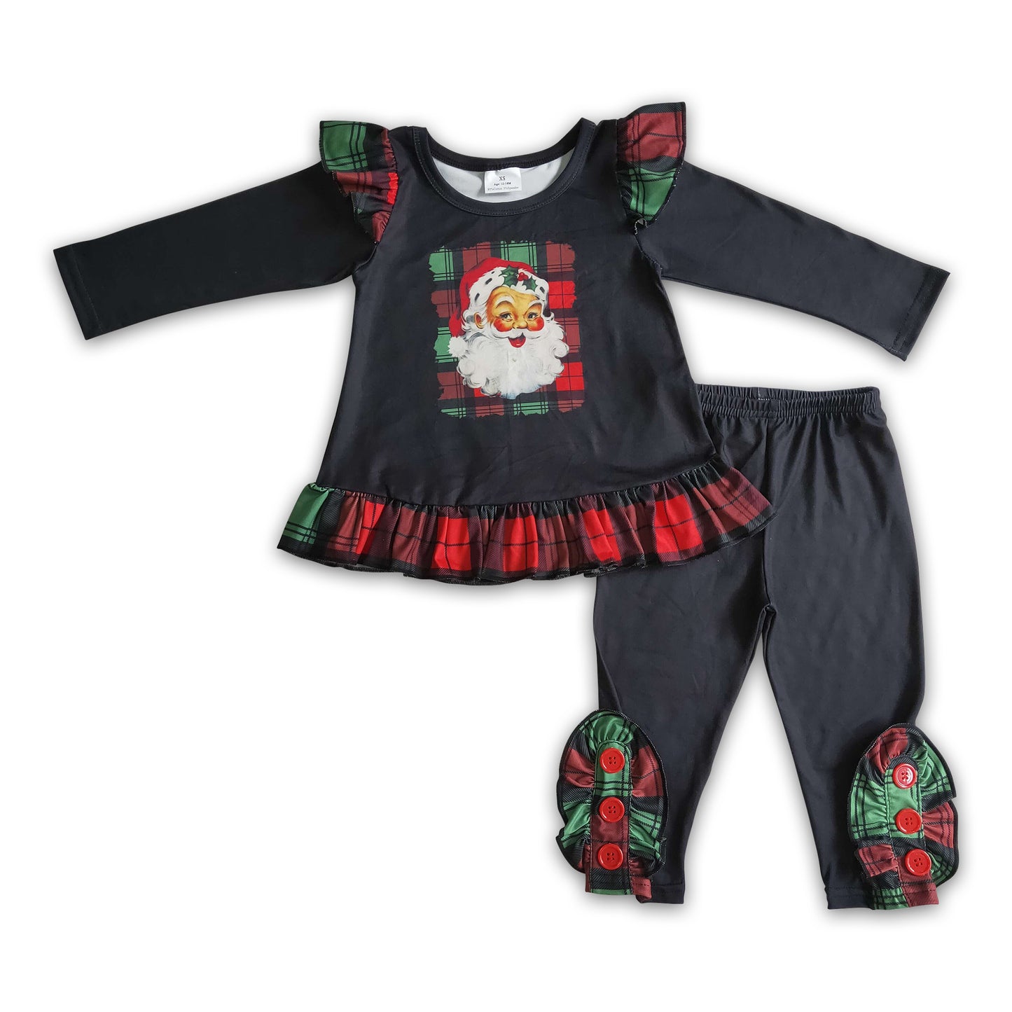 GLP0259 Girls Santa Claus black long-sleeved trousers suit
