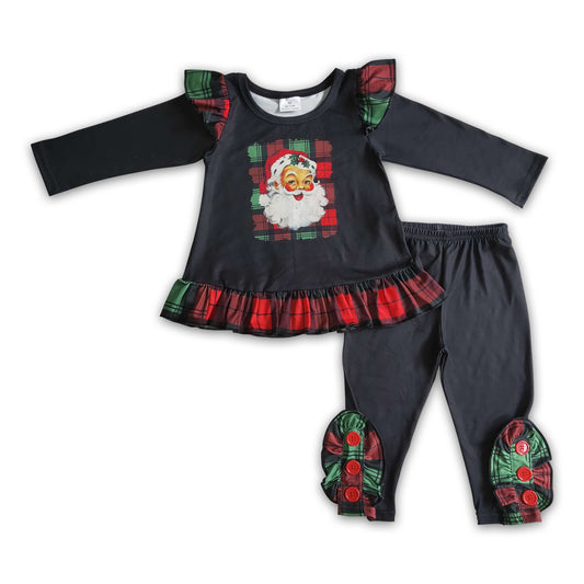 GLP0259 Girls Santa Claus black long-sleeved trousers suit