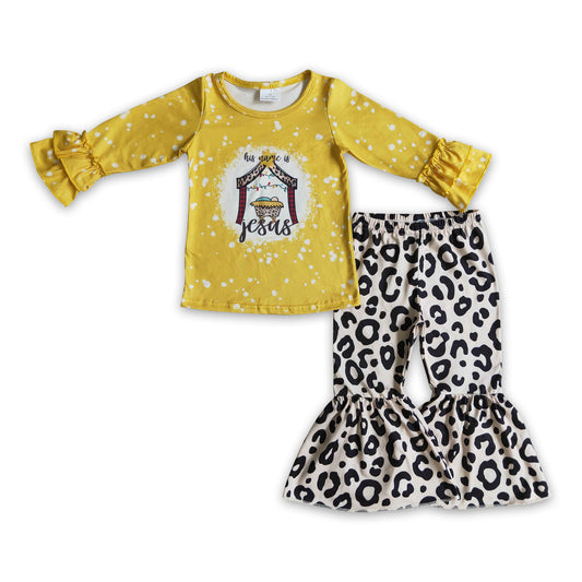 GLP0274Jesus shirt leopard pants nativity clothes girls Christmas clothes