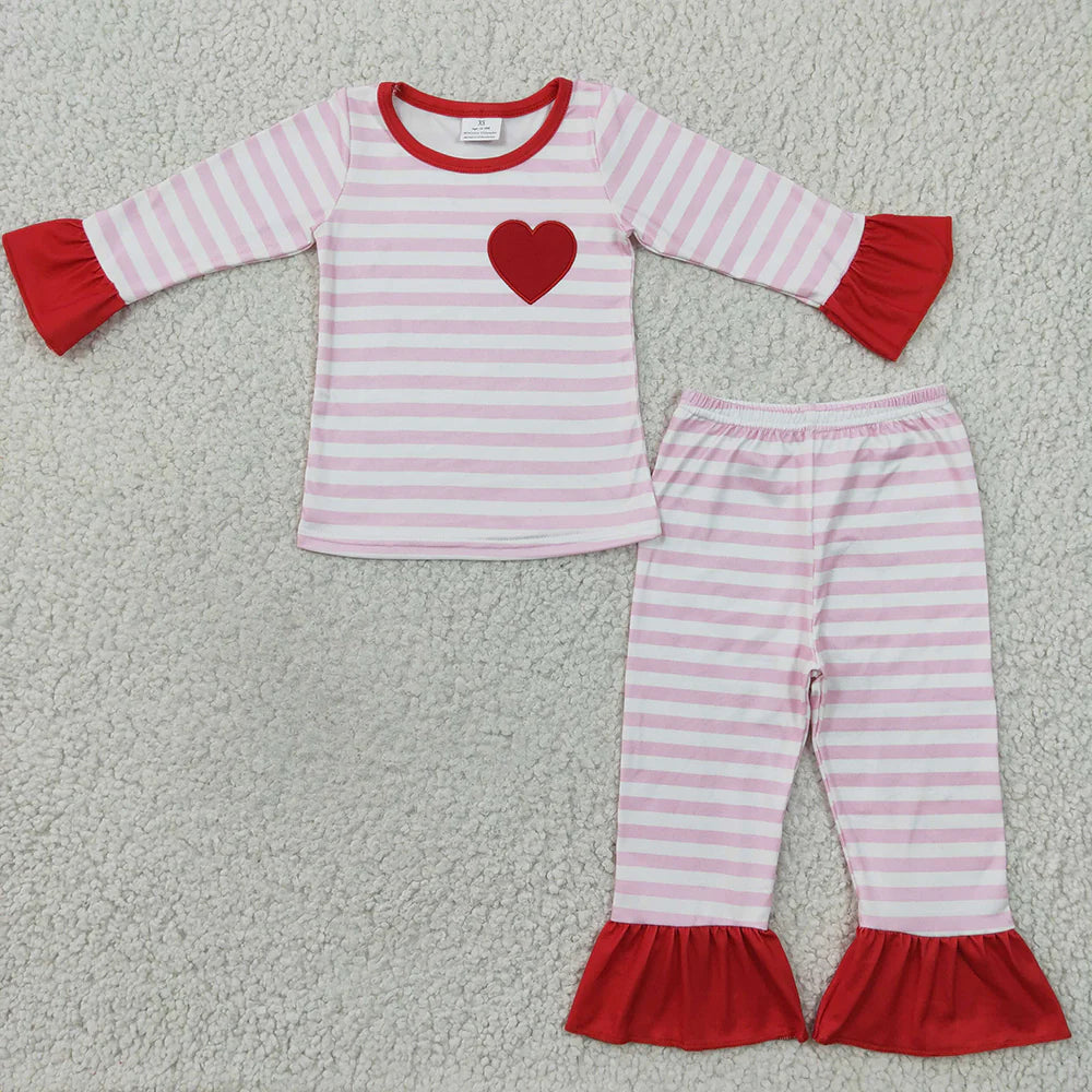 1.14 RTS Sibling Boys Baby Girls Valentines Heart Pajamas Clothes Sets