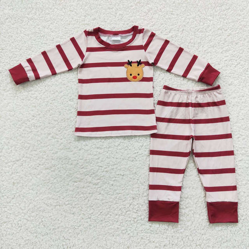 9.19 RTS Sibling Baby Boys Girls Embroidery Deer Top Pants Christmas Clothes Sets