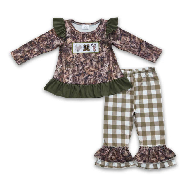 RTS Sibling Fall Camo Hunting Turkey Boots Girls Boys Clothes Sets