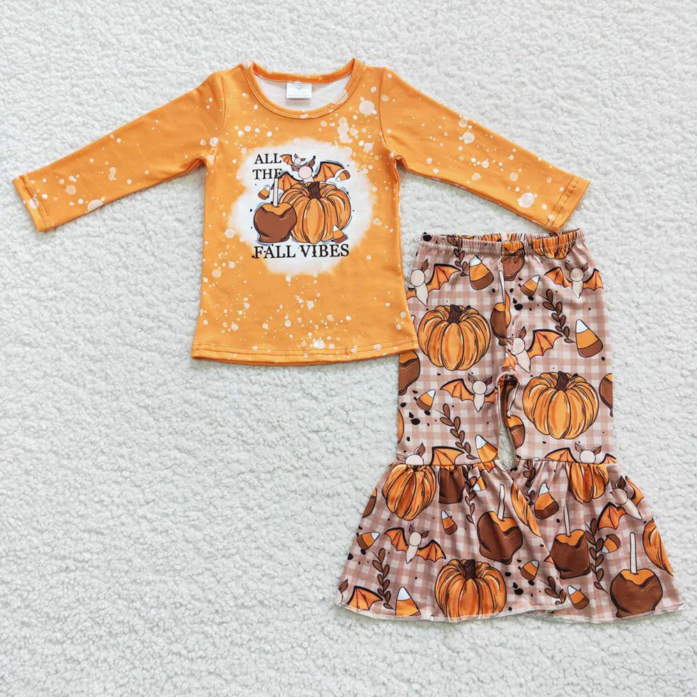 10.3 RTS Sibling Baby Girls Fall Shirt Bell Pants Outfits Sets