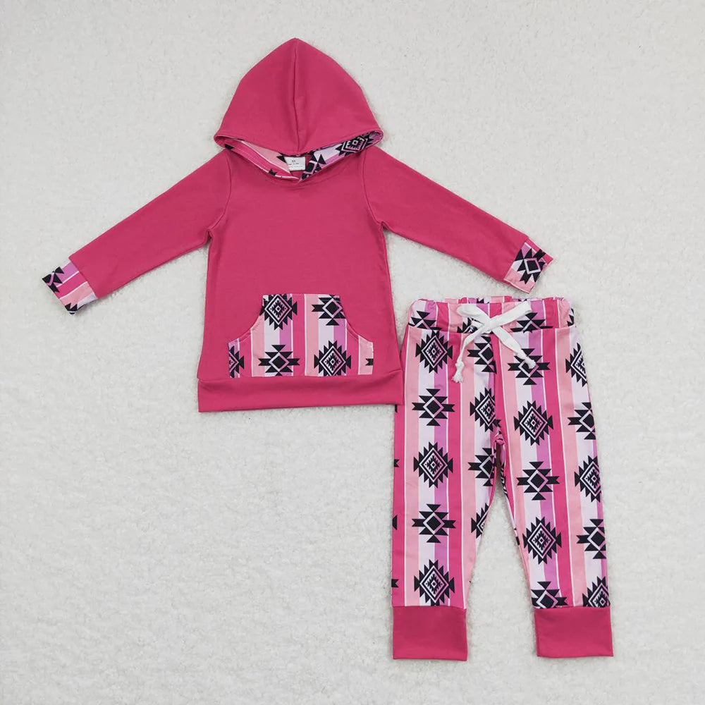 10.3 RTS Sibling Baby Boys Western Hooded Tops Pants Clothes Sets