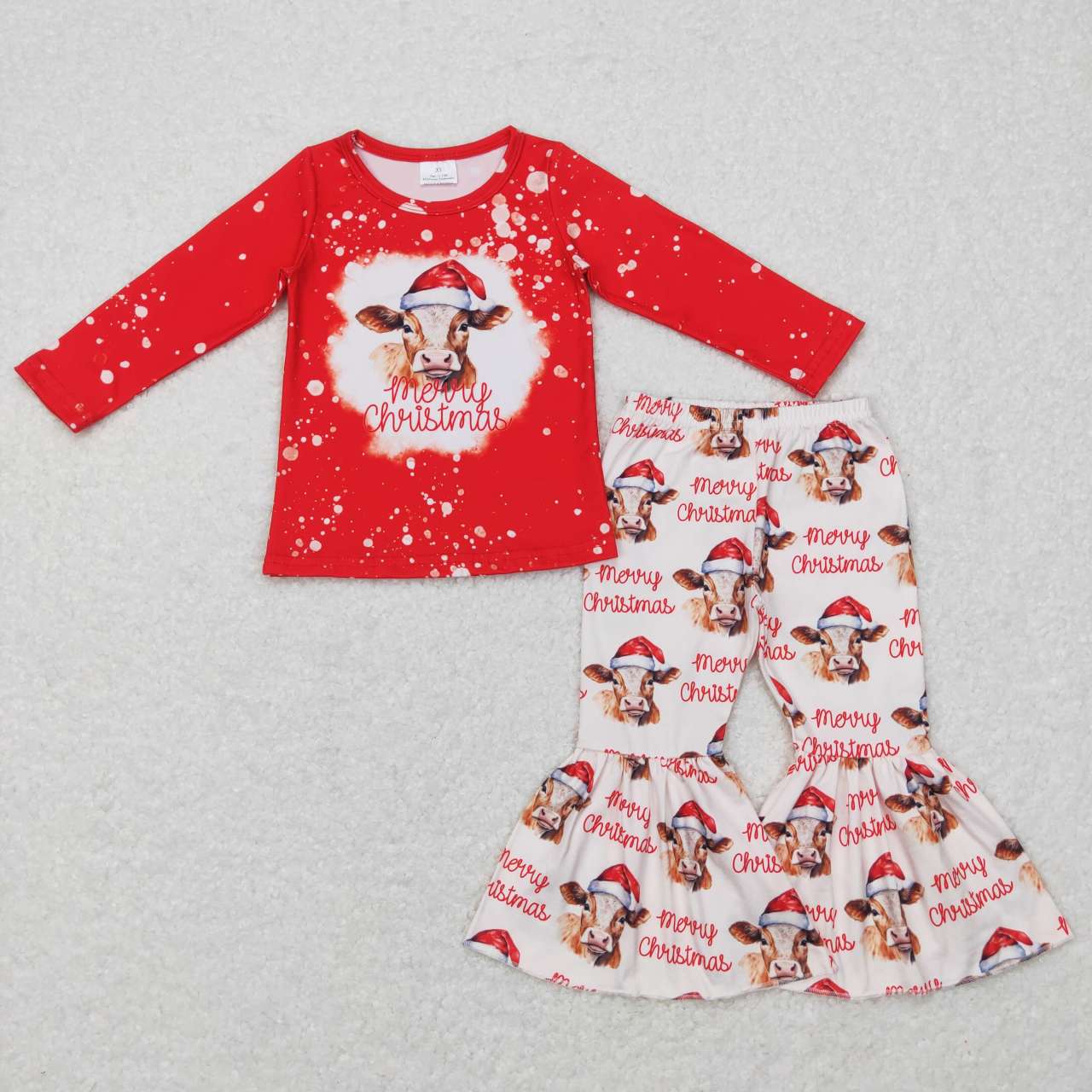 9.18 RTS Sibling Baby Boys Girls Merry Christmas Hats Cows Farm Pant Pajamas Clothes Sets Rompers