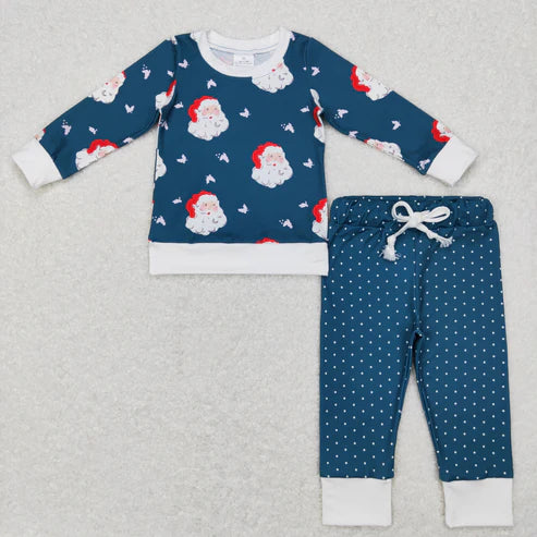 9.23 RTS Sibling Baby Girls Long Sleeves Santa Butterfly Pants Christmas Pajamas Clothes Sets
