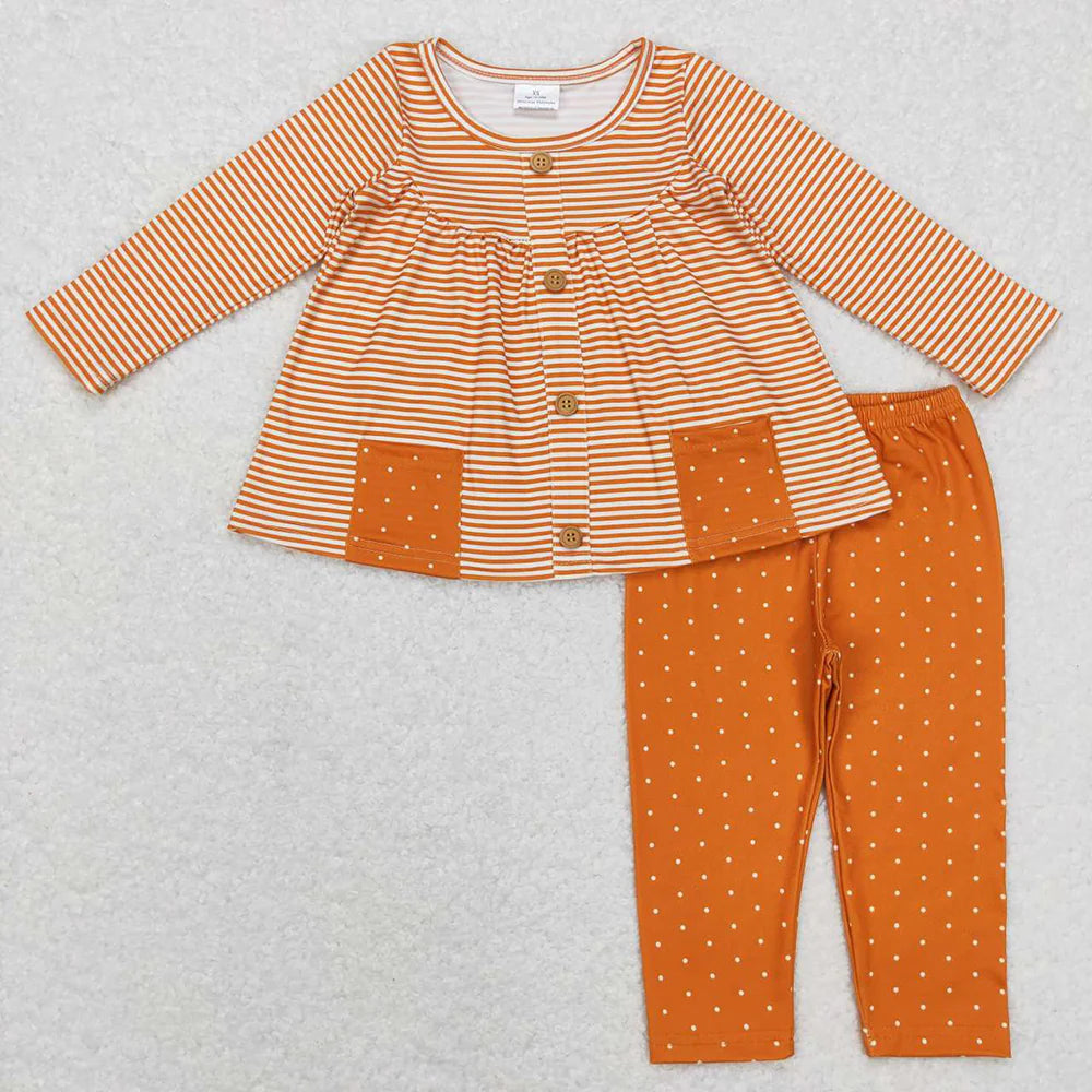 10.3 RTS Sibling Baby Girls Fall Floral Pocket Tunic Legging Pants Clothing Sets