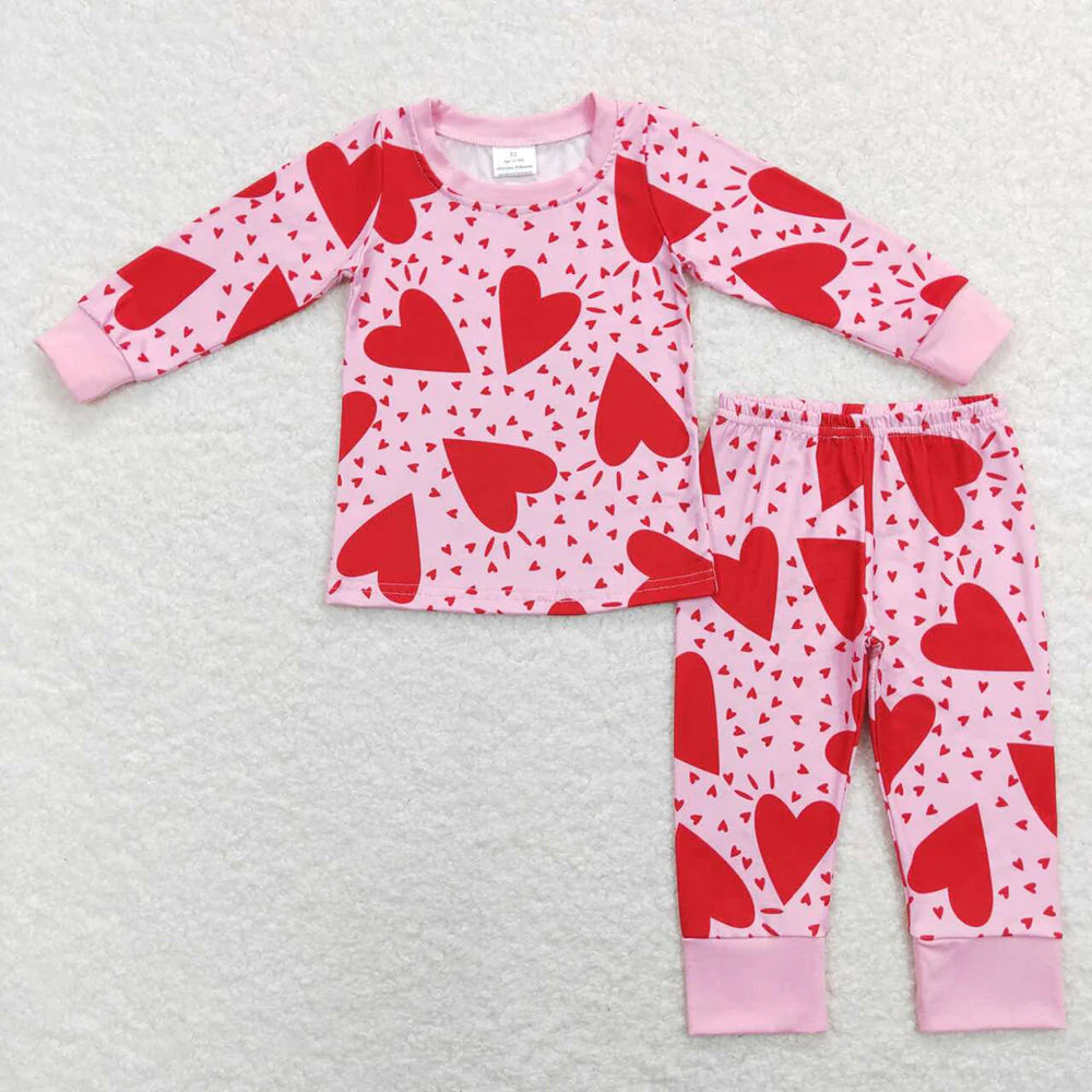 1.14 RTS Sibling Girls Baby Kids Valentines Tee Shirts Top Pants Pajamas Clothes Sets
