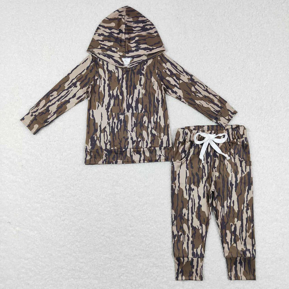 1.20 RTS Sibling Baby Boys Camo Hooded Top Pants Outfits Clothes Sets