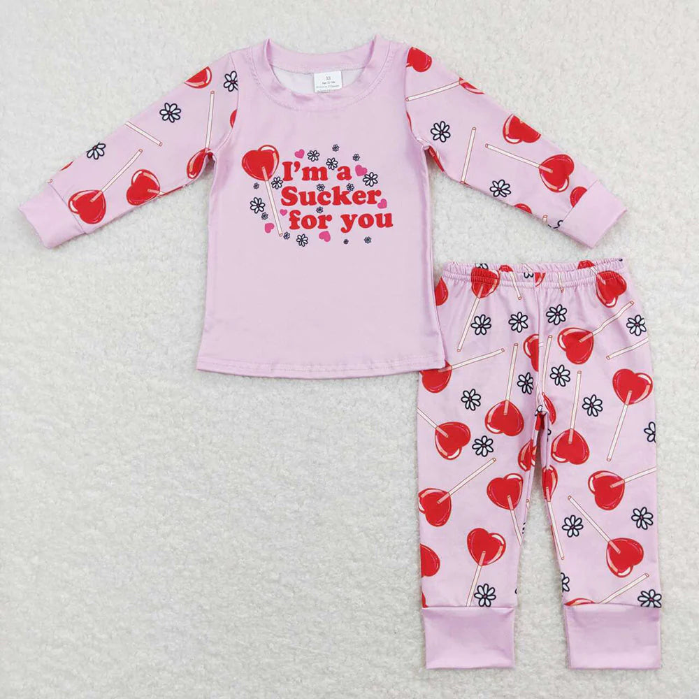 1.14 RTS Sibling Girls Baby Kids Valentines Tee Shirts Top Pants Pajamas Clothes Sets