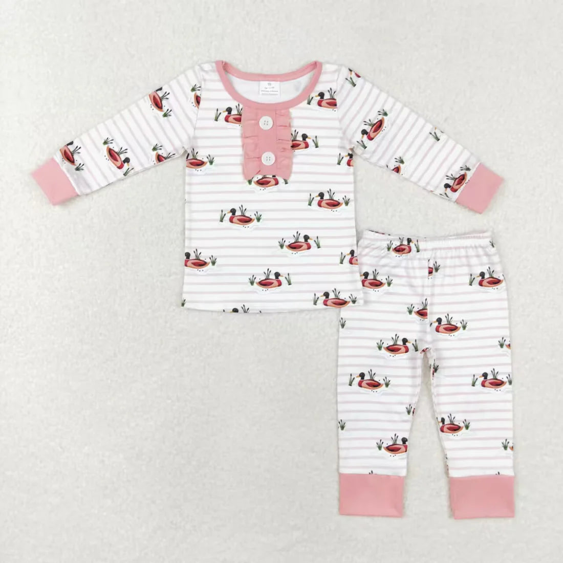 1.10 RTS Sibling Baby Girls Hunting Ducks Deer Camo Top Pants Pajamas Sets
