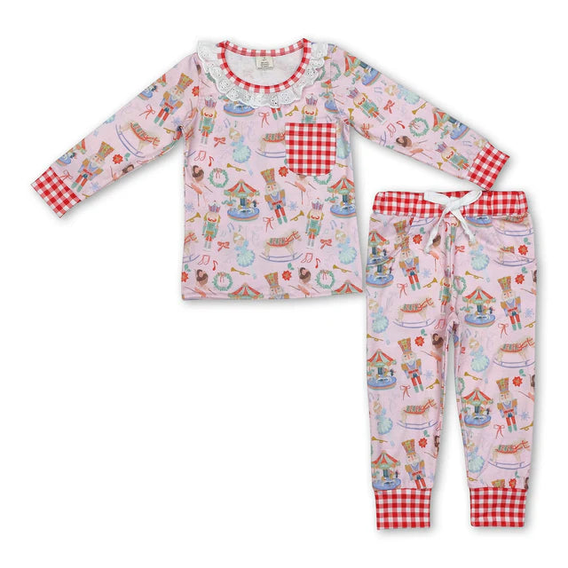 RTS Sibling Girls Boys Christmas Soldier Bamboo Pajamas Clothes Sets