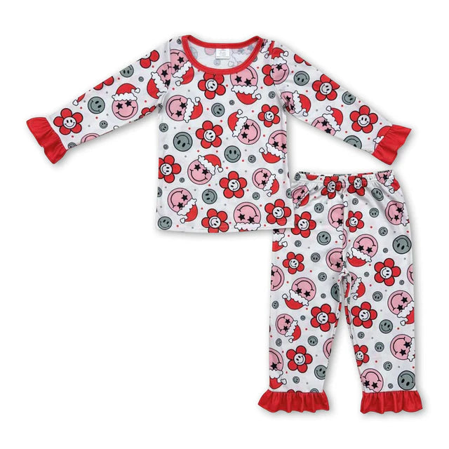 RTS Sibling Baby Girls Christmas Shelf Bamboo Pajamas Clothes Sets