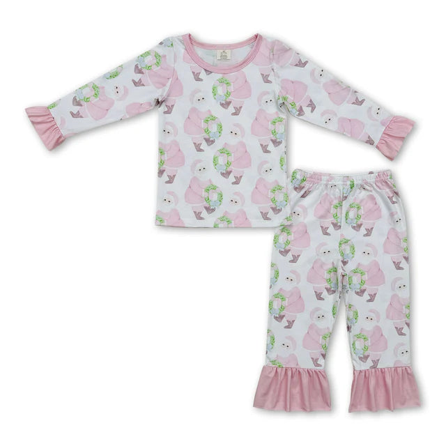 RTS Sibling Baby Girls Christmas Shelf Bamboo Pajamas Clothes Sets