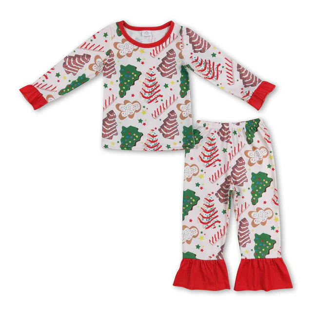 RTS Sibling Baby Girls Christmas Shelf Bamboo Pajamas Clothes Sets