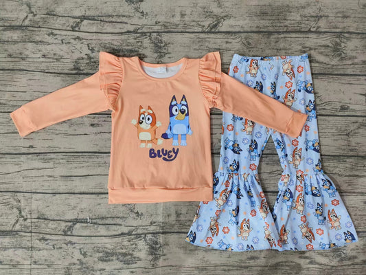 No moq GLP1363  Pre-order Size 3-6m to 14-16t baby girl clothes long sleeve top with trousers kids autumn set