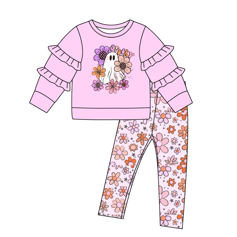 No moq GLP1364  Pre-order Size 3-6m to 14-16t baby girl clothes long sleeve top with trousers kids autumn set