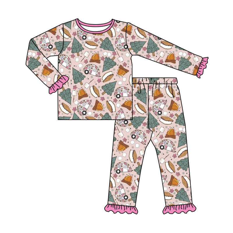 No moq GLP1367  Pre-order Size 3-6m to 14-16t baby girl clothes long sleeve top with trousers kids autumn set