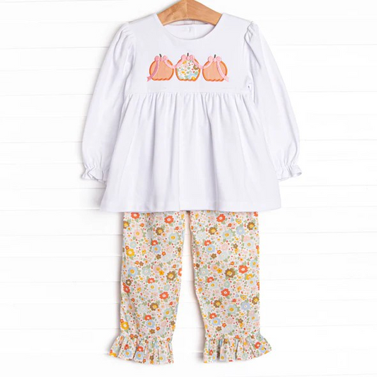 No moq GLP1378  Pre-order Size 3-6m to 14-16t baby girl clothes long sleeve top with trousers kids autumn set