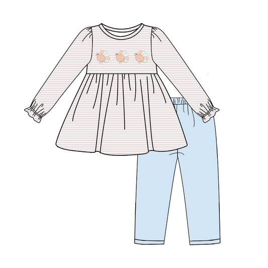 No moq GLP1380  Pre-order Size 3-6m to 14-16t baby girl clothes long sleeve top with trousers kids autumn set