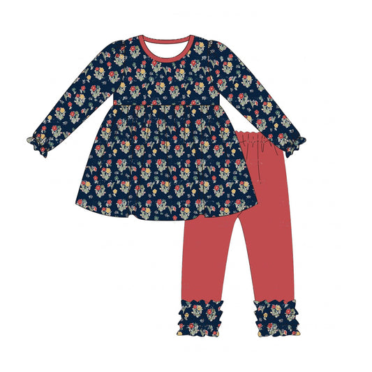 No moq GLP1382  Pre-order Size 3-6m to 14-16t baby girl clothes long sleeve top with trousers kids autumn set