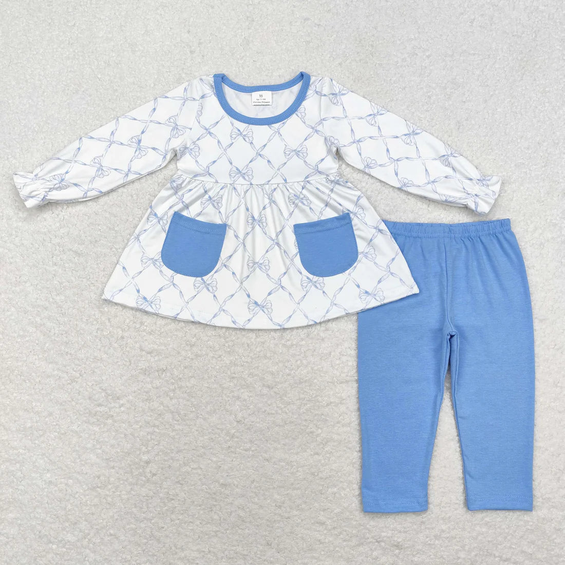 10.2 RTS Sibling Baby Girls Fall Flowers Leopard Pocket Button Tunic Legging Pants Clothing Sets