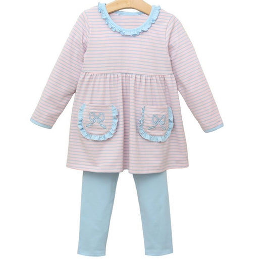 No moq GLP1389  Pre-order Size 3-6m to 14-16t baby girl clothes long sleeve top with trousers kids autumn set