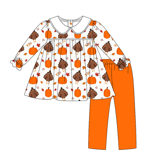 No moq GLP1390  Pre-order Size 3-6m to 14-16t baby girl clothes long sleeve top with trousers kids autumn set