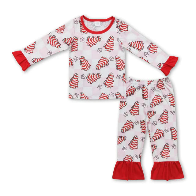 RTS Sibling Baby Girls Christmas Shelf Bamboo Pajamas Clothes Sets