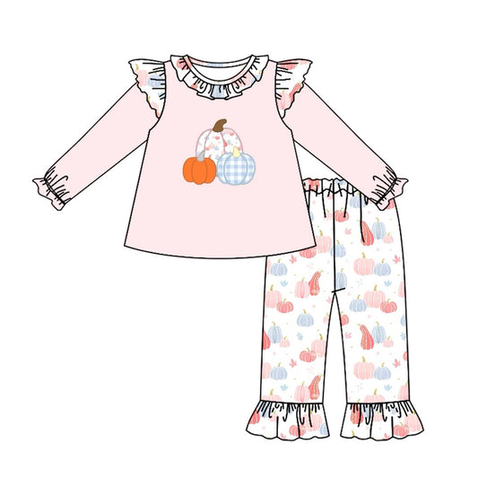 No moq GLP1409 Pre-order Size 3-6m to 14-16t baby girl clothes long sleeve top with trousers kids autumn set
