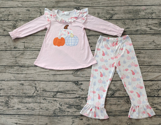 No moq GLP1409 Pre-order Size 3-6m to 14-16t baby girl clothes long sleeve top with trousers kids autumn set