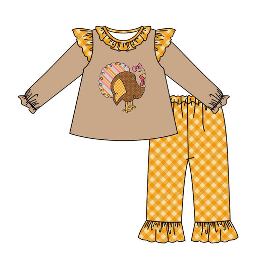 No moq GLP1410 Pre-order Size 3-6m to 14-16t baby girl clothes long sleeve top with trousers kids autumn set
