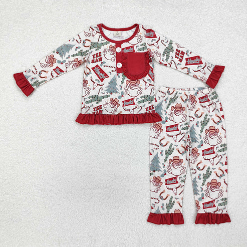 11.11 RTS Sibling Boys Girls Christmas Western Santa Cactus Bamboo Rompers Pajamas