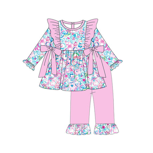No moq GLP1428 Pre-order Size 3-6m to 14-16t baby girl clothes long sleeve top with trousers kids autumn set