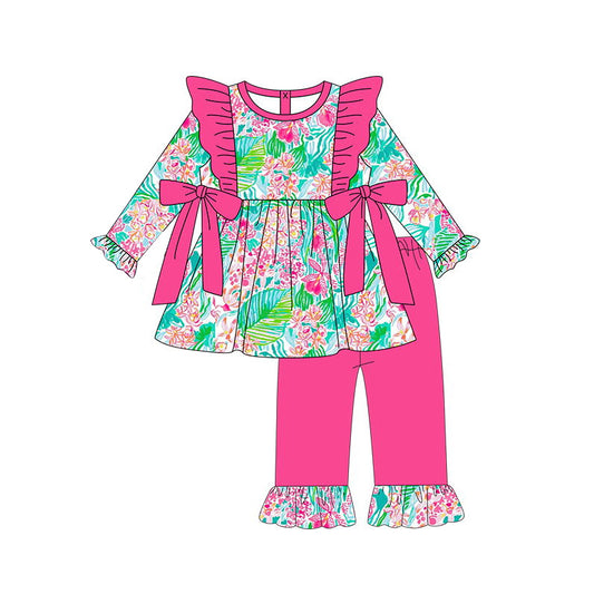 No moq GLP1430 Pre-order Size 3-6m to 14-16t baby girl clothes long sleeve top with trousers kids autumn set