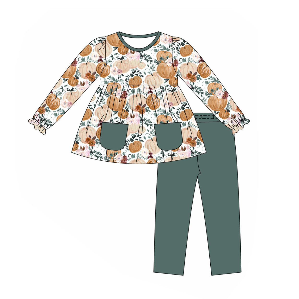 No moq GLP1432 Pre-order Size 3-6m to 14-16t baby girl clothes long sleeve top with trousers kids autumn set