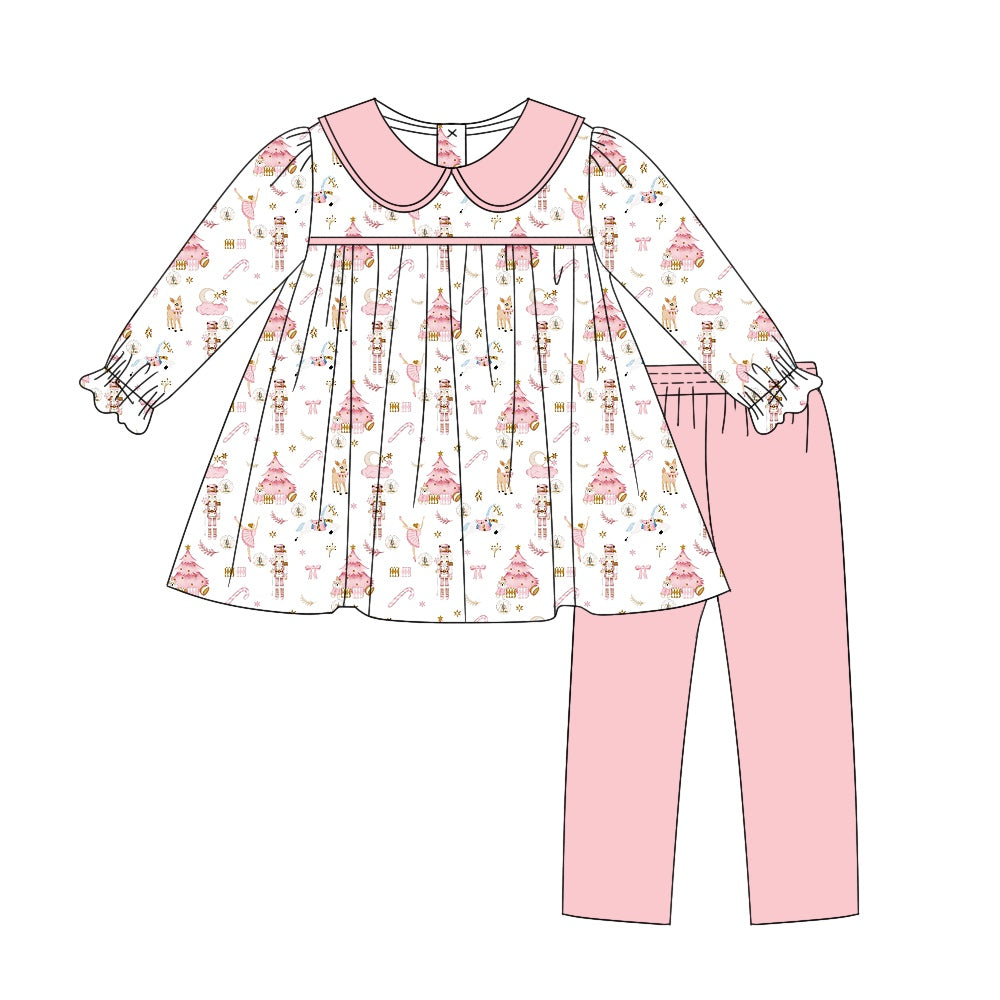 No moq GLP1436 Pre-order Size 3-6m to 14-16t baby girl clothes long sleeve top with trousers kids autumn set