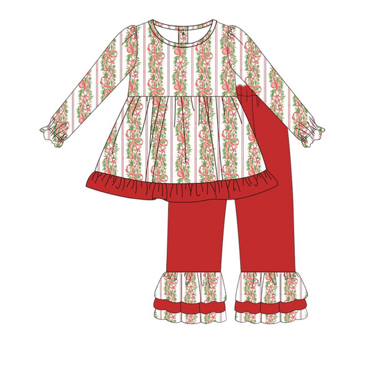 No moq GLP1437 Pre-order Size 3-6m to 14-16t baby girl clothes long sleeve top with trousers kids autumn set