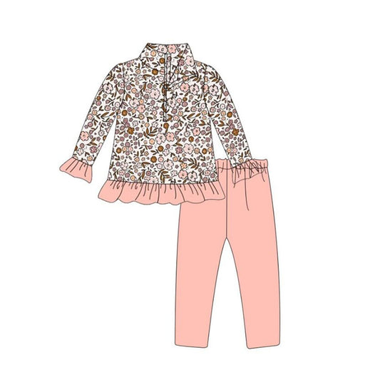 No moq GLP1442 Pre-order Size 3-6m to 14-16t baby girl clothes long sleeve top with trousers kids autumn set
