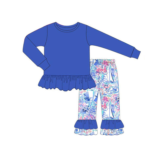No moq GLP1459 Pre-order Size 3-6m to 14-16t baby girl clothes long sleeve top with trousers kids autumn set