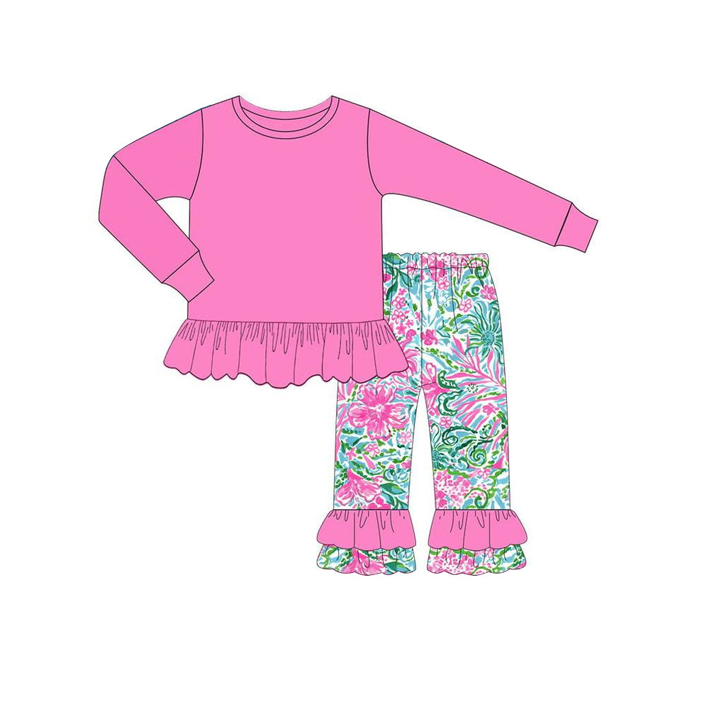 No moq GLP1461 Pre-order Size 3-6m to 14-16t baby girl clothes long sleeve top with trousers kids autumn set