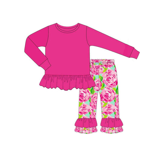 No moq GLP1462 Pre-order Size 3-6m to 14-16t baby girl clothes long sleeve top with trousers kids autumn set