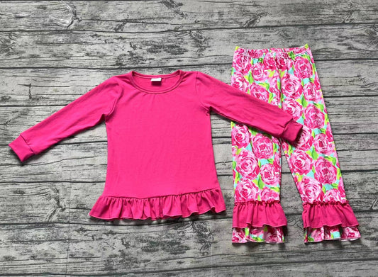 No moq GLP1462 Pre-order Size 3-6m to 14-16t baby girl clothes long sleeve top with trousers kids autumn set