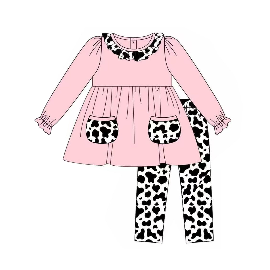 No moq GLP1463 Pre-order Size 3-6m to 14-16t baby girl clothes long sleeve top with trousers kids autumn set